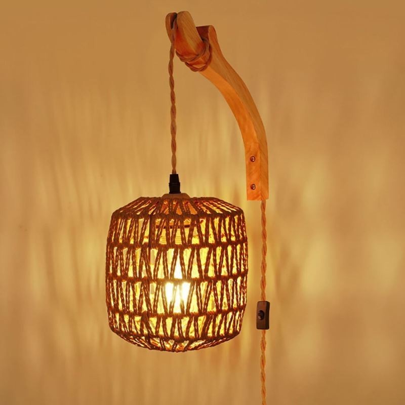American Retro Wall Sconce 3M Corda de Cânhamo Pendurado Linha Corda de Papel Tecido Abajur