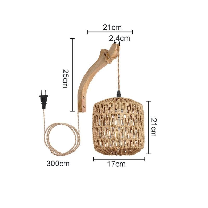American Retro Wall Sconce 3M Corda de Cânhamo Pendurado Linha Corda de Papel Tecido Abajur
