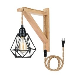 American Retro Wall Sconce 2.5M Corda de Cânhamo Fio Pendurado Abajur de Ferro Preto Pintado