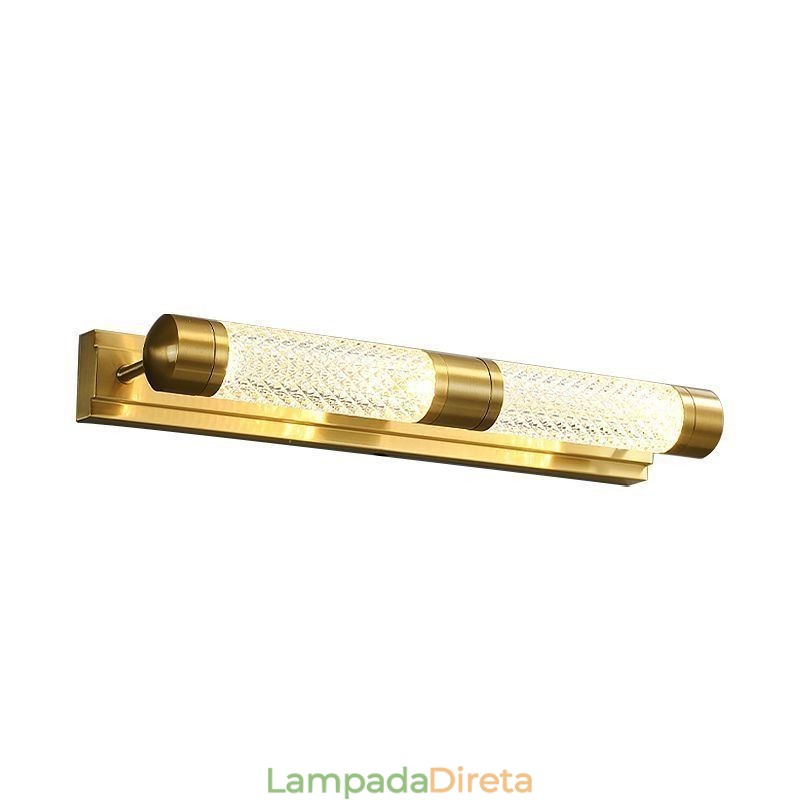 Luminária de parede Cilindro de acrílico de latão Espelho Luz frontal
