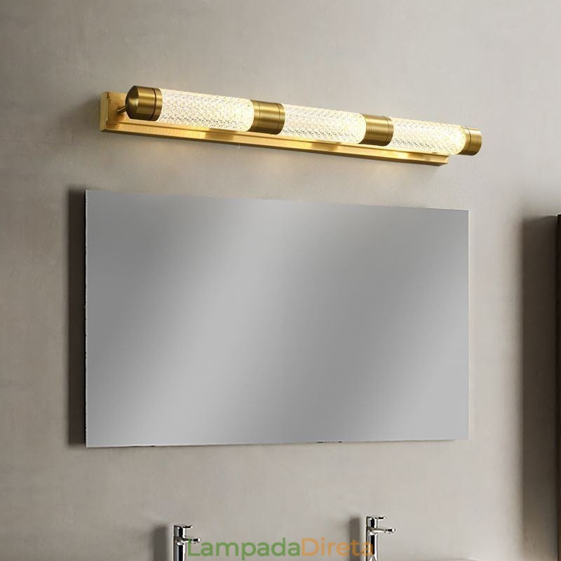 Luminária de parede Cilindro de acrílico de latão Espelho Luz frontal
