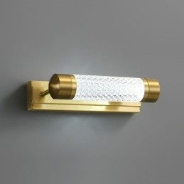 Luminária de parede Cilindro de acrílico de latão Espelho Luz frontal