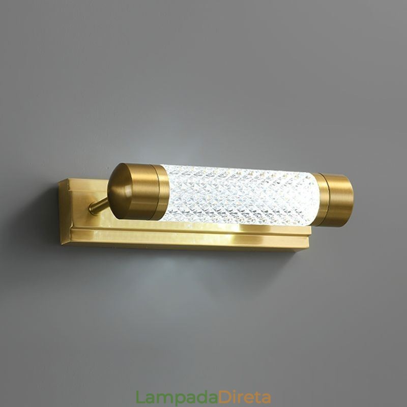 Luminária de parede Cilindro de acrílico de latão Espelho Luz frontal