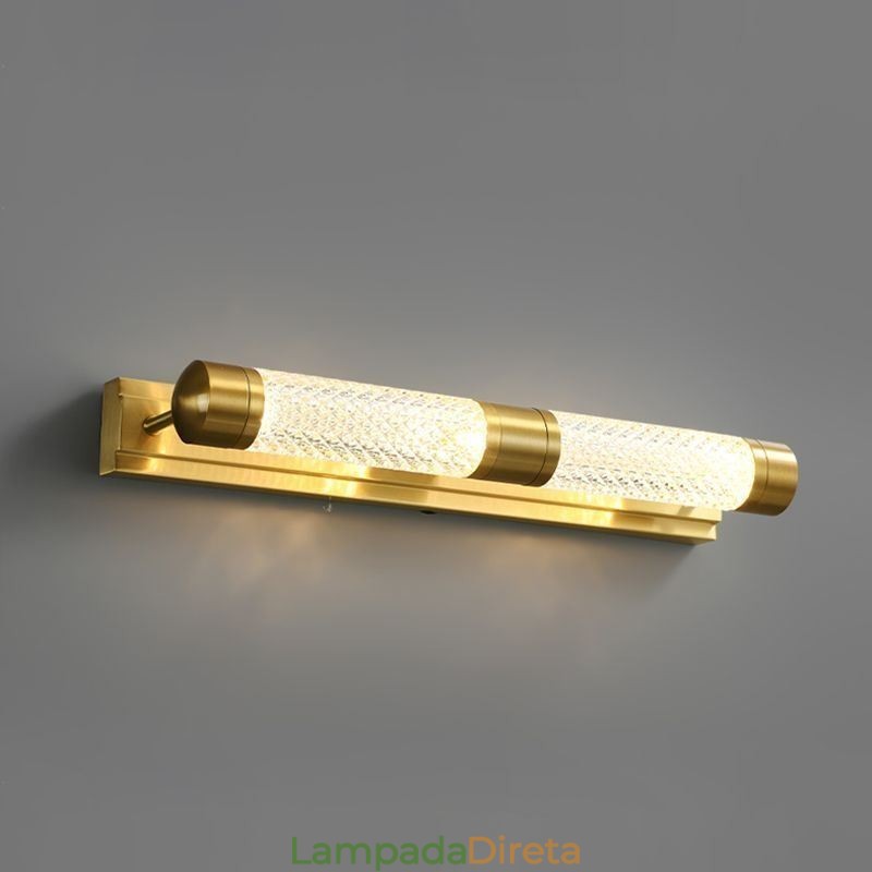 Luminária de parede Cilindro de acrílico de latão Espelho Luz frontal
