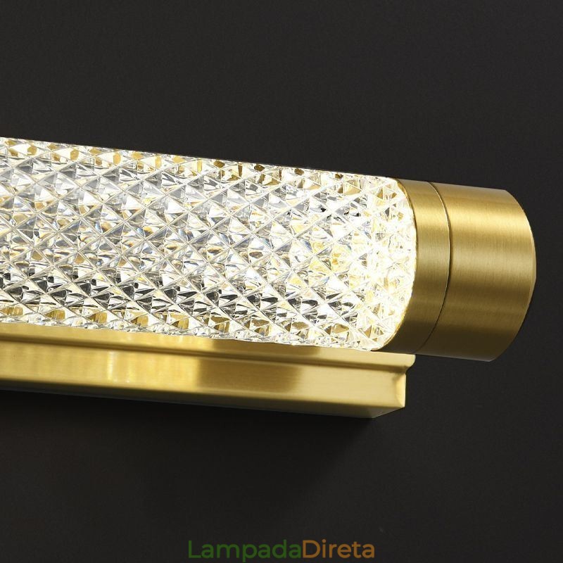 Luminária de parede Cilindro de acrílico de latão Espelho Luz frontal
