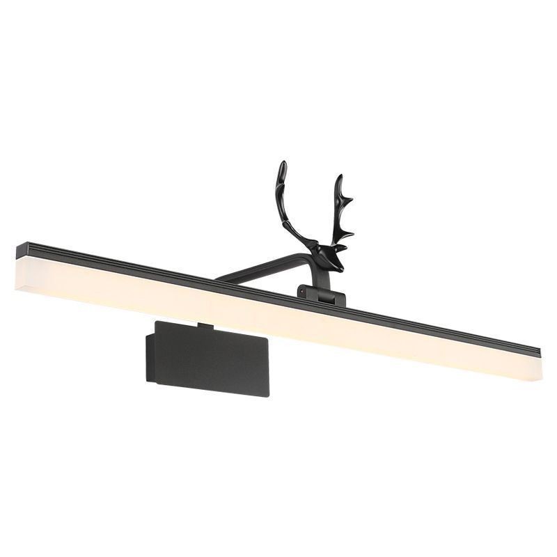 Luminária de parede de acrílico com espelho de chifre de veado, luminária de maquiagem para banheiro