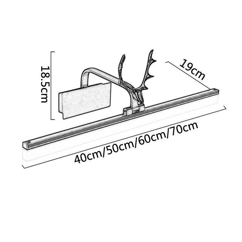 Luminária de parede de acrílico com espelho de chifre de veado, luminária de maquiagem para banheiro