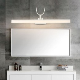 Luminária de parede de acrílico com espelho de chifre de veado, luminária de maquiagem para banheiro