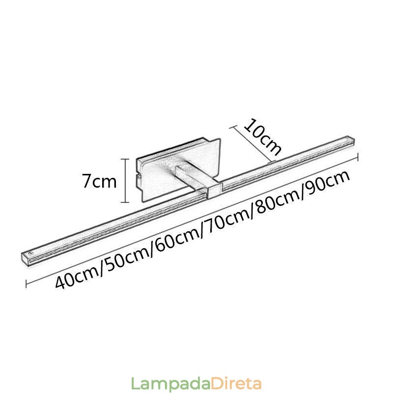 Luminária de parede contemporânea Espelho Luz frontal Iluminação acrílica Lavabo