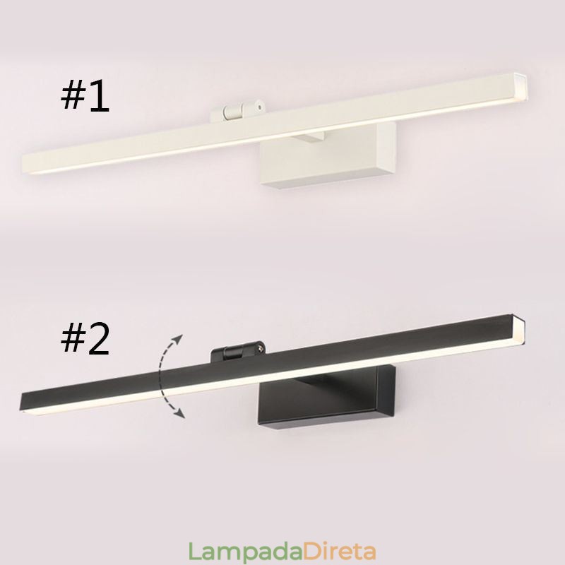 Luminária de parede ajustável com ângulo de luz frontal de espelho estilo nórdico para banheiro