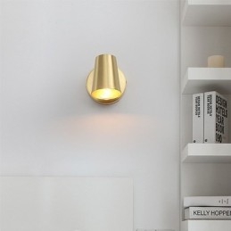 Luminária de parede com foco de luz frontal de espelho de latão nórdico