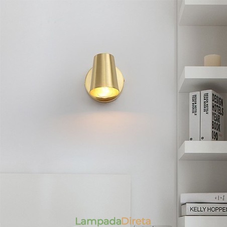 Luminária de parede com foco de luz frontal de espelho de latão nórdico Luminária de parede com foco de luz frontal de espelho de latão nórdico