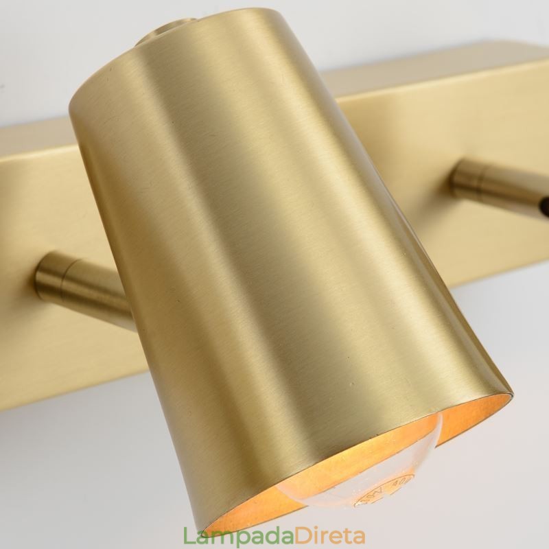 Luminária de parede com foco de luz frontal de espelho de latão nórdico