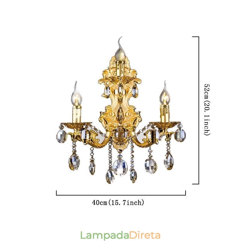 Luminária de parede de moda europeia Luminária de parede de cristal luxuosa Iluminação de arandela