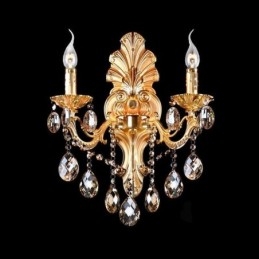 Luminária de parede europeia Golden Petal Wall Sconce Exquisite Crystal Drops Light Iluminação de cabeceira