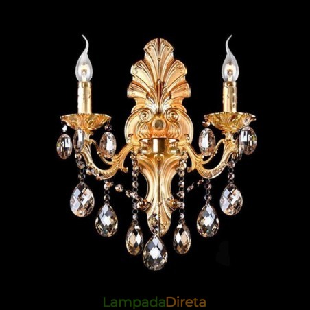 Luminária de parede europeia Golden Petal Wall Sconce Exquisite Crystal Drops Light Iluminação de cabeceira Luminária de parede europeia Golden Petal Wall Sconce Exquisite Crystal Drops Light Iluminação de cabeceira