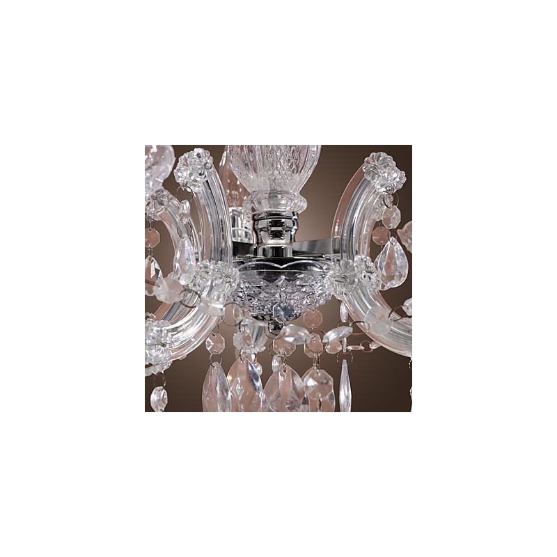 Upligh Chrome Lâmpada de Teto Luz de Vela Luminária de Acrílico Lustre Pingente
