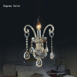 Luminária de parede europeia Amber Cognac Crystal Wall Sconce Lâmpada simples Iluminação