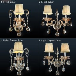 Luminária de parede europeia Amber Cognac Crystal Wall Sconce Lâmpada simples Iluminação