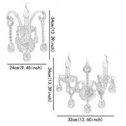 Luminária de parede europeia Amber Cognac Crystal Wall Sconce Lâmpada simples Iluminação