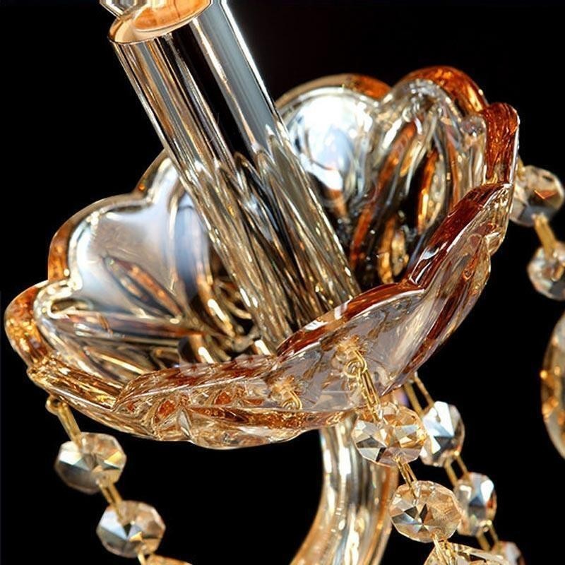 Luminária de parede europeia Amber Cognac Crystal Wall Sconce Lâmpada simples Iluminação
