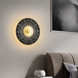 Arandela Nordic Full Copper Hollow Round Wall Light