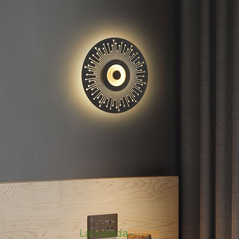 Arandela Nordic Full Copper Hollow Round Wall Light