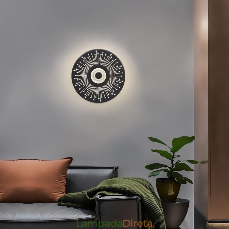 Arandela Nordic Full Copper Hollow Round Wall Light