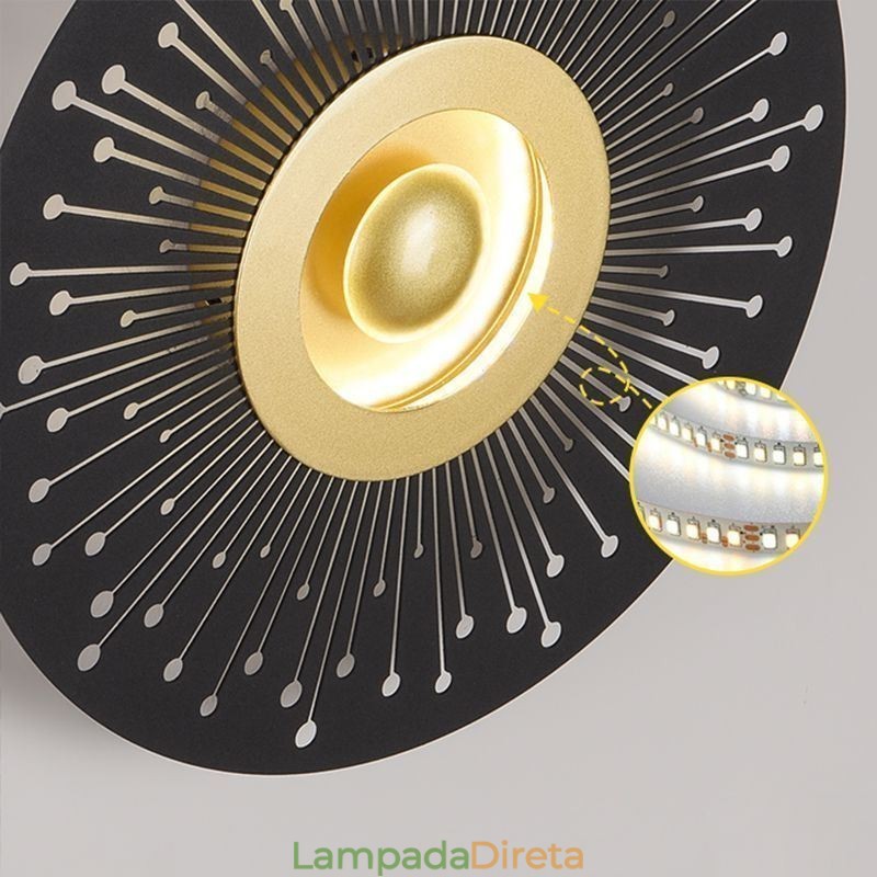 Arandela Nordic Full Copper Hollow Round Wall Light