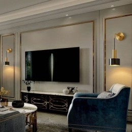 Luminária de parede moderna, arandela com contraste de cor preta e dourada