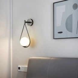Luminária de parede moderna globo de vidro, luminária de parede preta com gota d'água