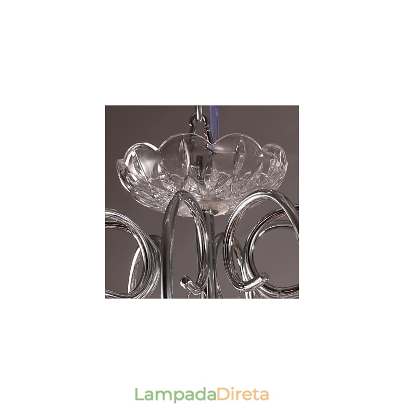 Lustre de cristal cromado clássico tradicional em metal