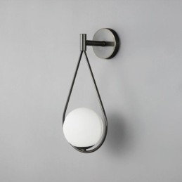 Luminária de parede moderna globo de vidro, luminária de parede preta com gota d'água