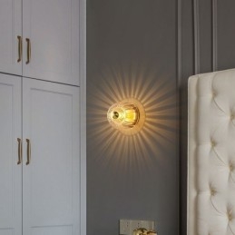 Iluminação de parede moderna com abajur de vidro transparente, arandela de parede escovada