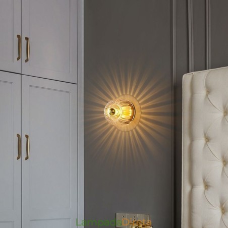 Iluminação de parede moderna com abajur de vidro transparente, arandela de parede escovada Iluminação de parede moderna com abajur de vidro transparente, arandela de parede escovada