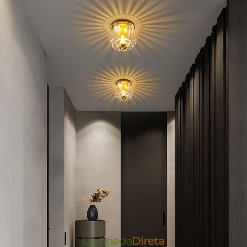 Iluminação de parede moderna com abajur de vidro transparente, arandela de parede escovada