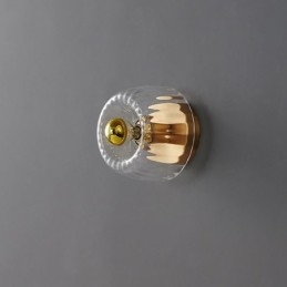 Iluminação de parede moderna com abajur de vidro transparente, arandela de parede escovada