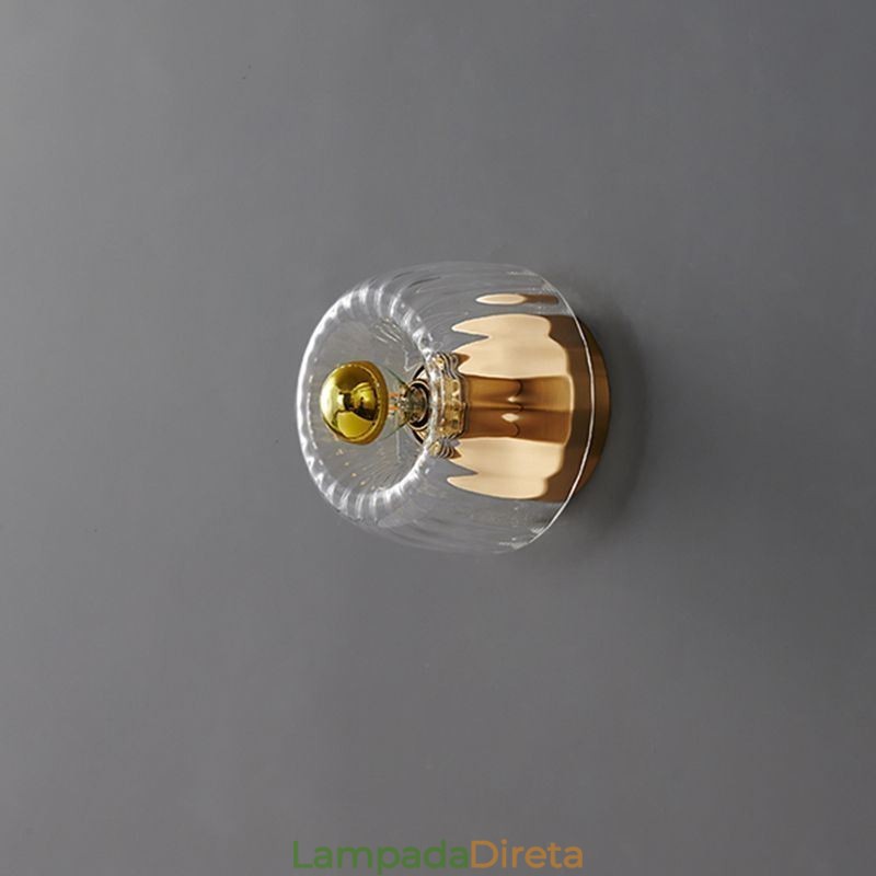 Iluminação de parede moderna com abajur de vidro transparente, arandela de parede escovada