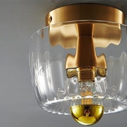 Iluminação de parede moderna com abajur de vidro transparente, arandela de parede escovada