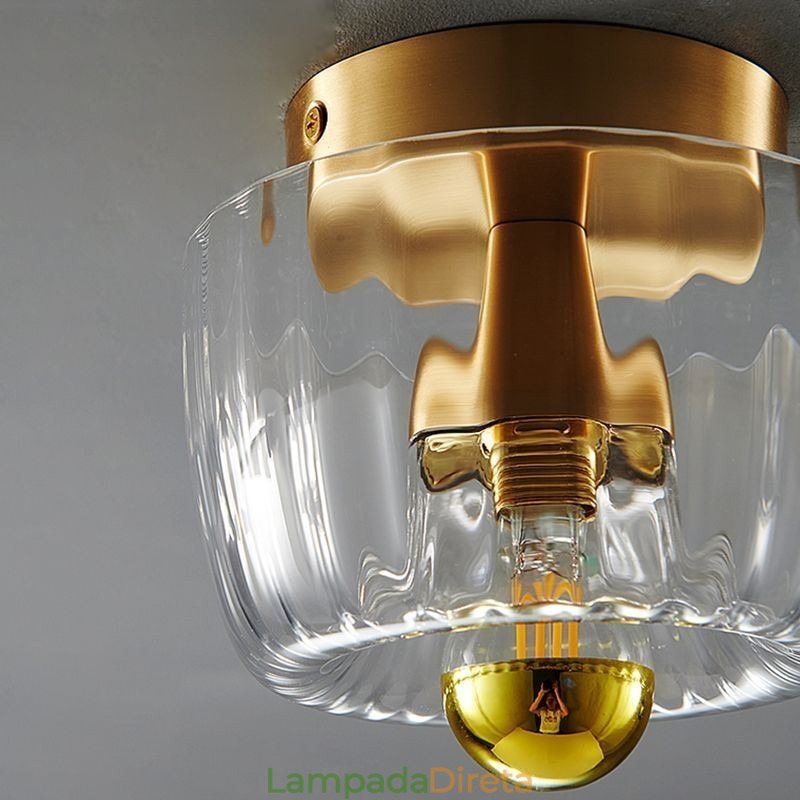 Iluminação de parede moderna com abajur de vidro transparente, arandela de parede escovada
