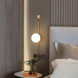 Luminária de parede moderna Globe Wall Sconce de vidro dourado escovado