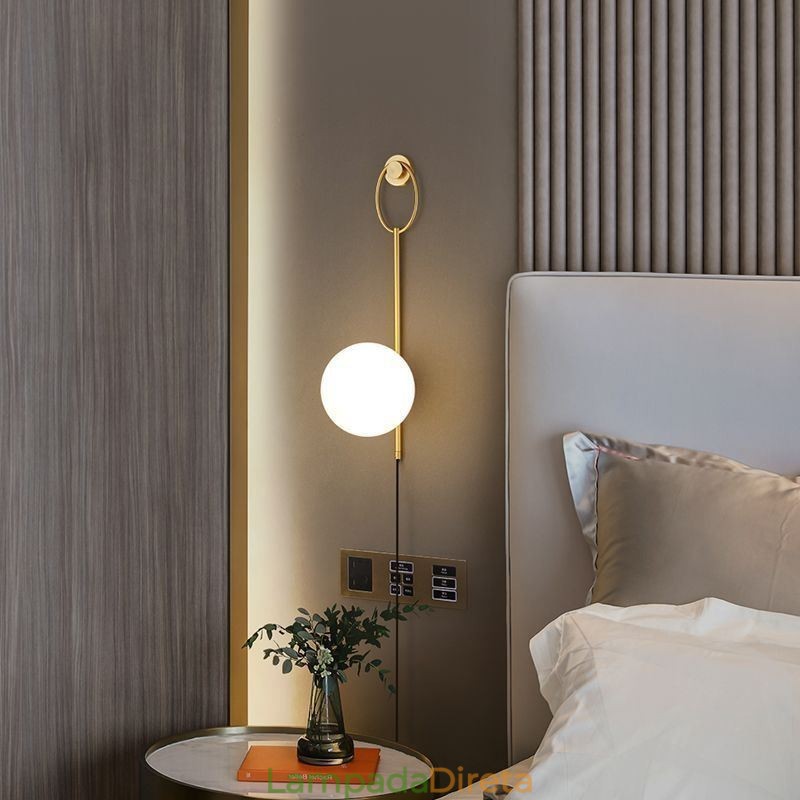 Luminária de parede moderna Globe Wall Sconce de vidro dourado escovado