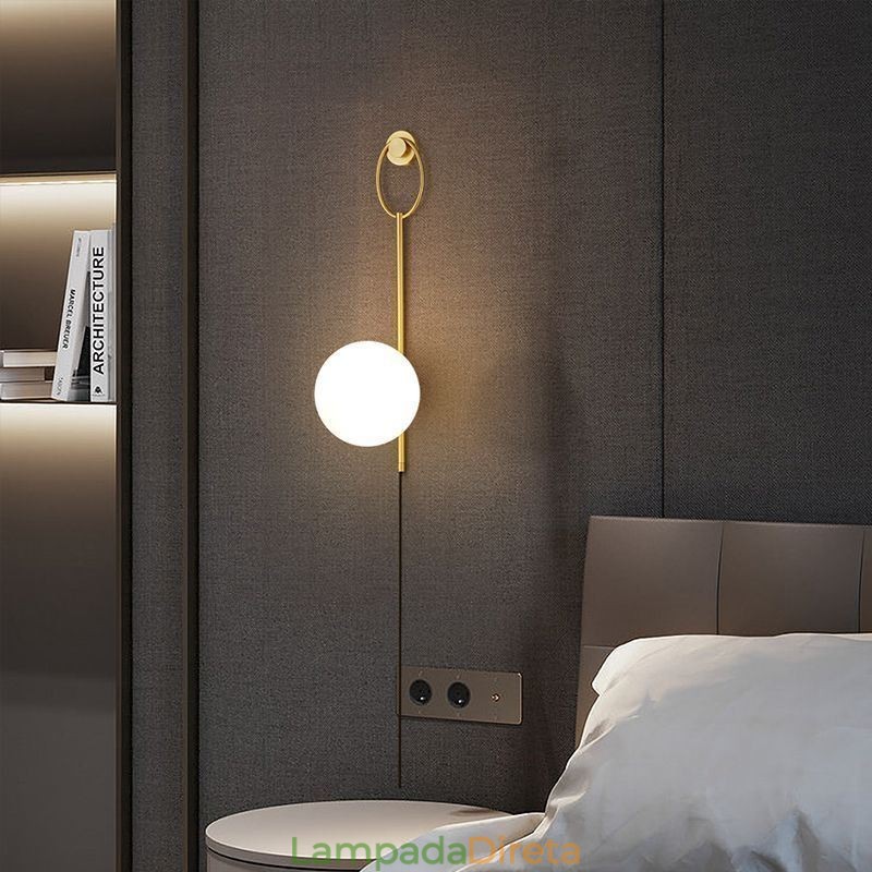 Luminária de parede moderna Globe Wall Sconce de vidro dourado escovado