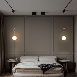 Luminária de parede moderna Globe Wall Sconce de vidro dourado escovado