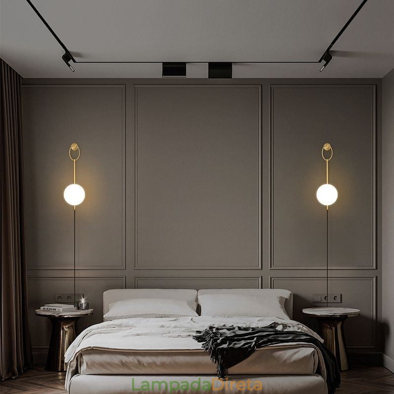 Luminária de parede moderna Globe Wall Sconce de vidro dourado escovado