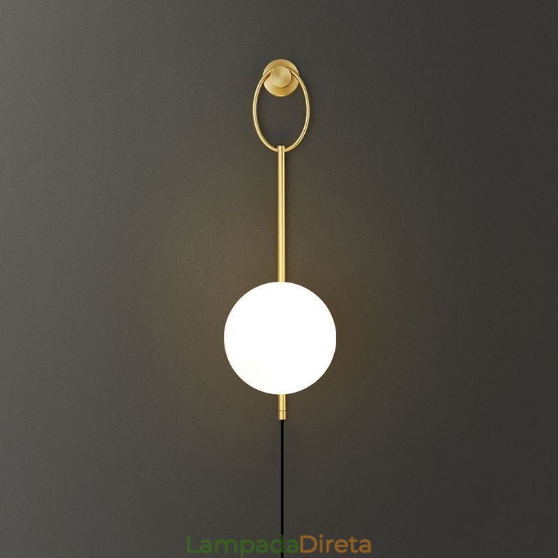 Luminária de parede moderna Globe Wall Sconce de vidro dourado escovado