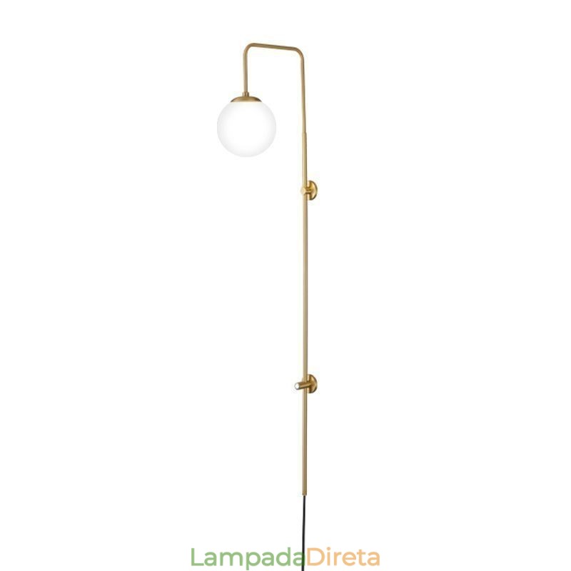 Luminária de parede moderna Globe Wall Sconce de vidro dourado escovado
