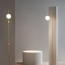 Luminária de parede moderna Globe Wall Sconce de vidro dourado escovado