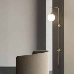 Luminária de parede moderna Globe Wall Sconce de vidro dourado escovado