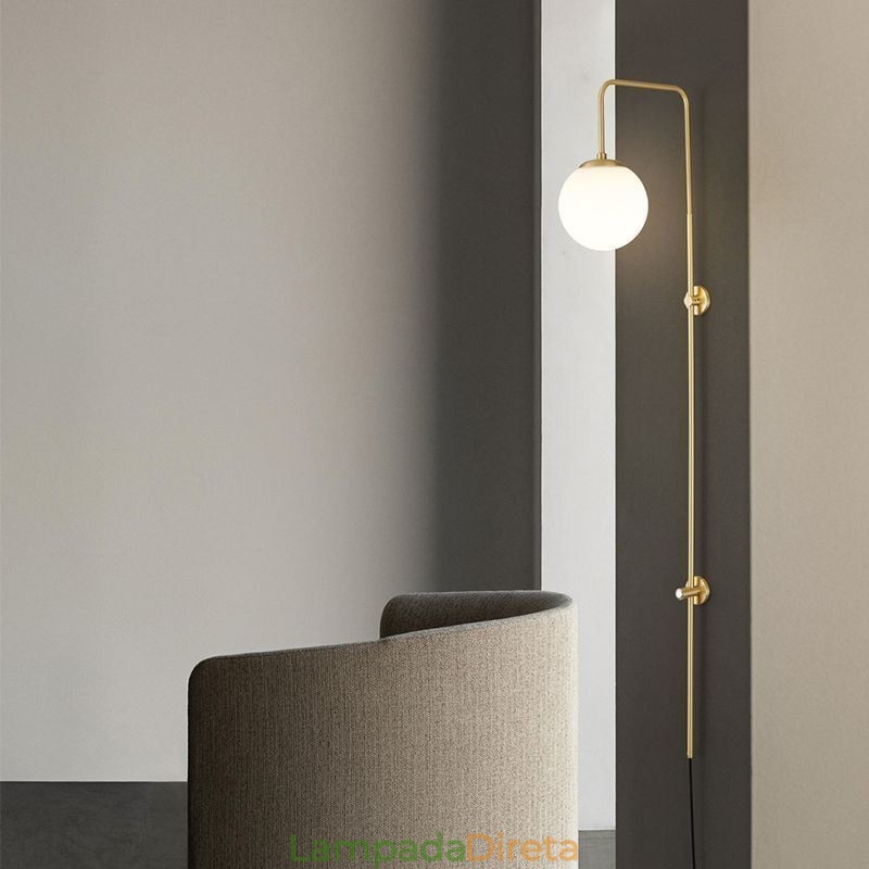 Luminária de parede moderna Globe Wall Sconce de vidro dourado escovado